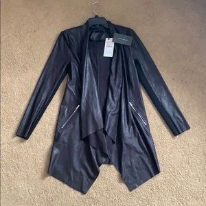 Zara Woman XS Black Faux Leather Cardigan